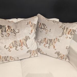 Neutral Tiger Print Accent Pillow Pair